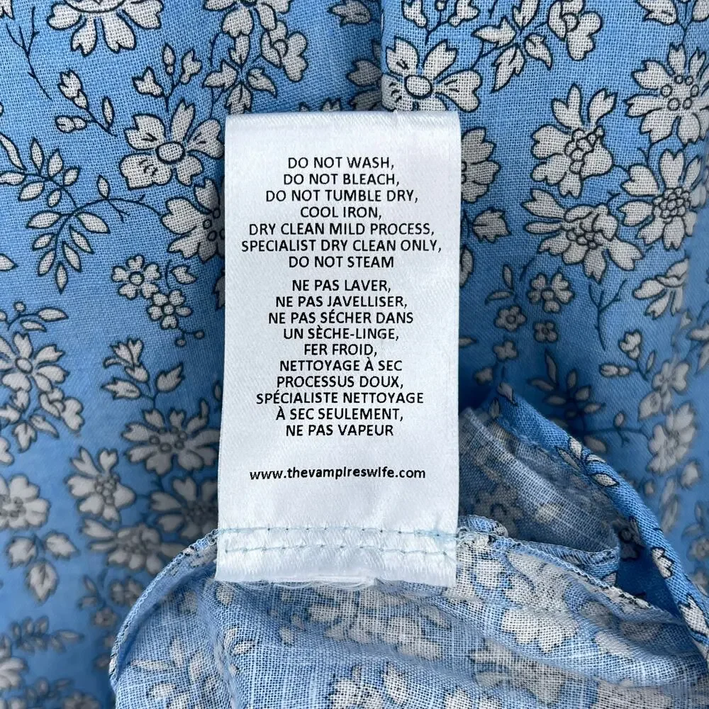 THE VAMPIRES WIFE The Cry Baby Ruffle Dress Womens US 14 Blue Floral Print Mini - Picture 12 of 15